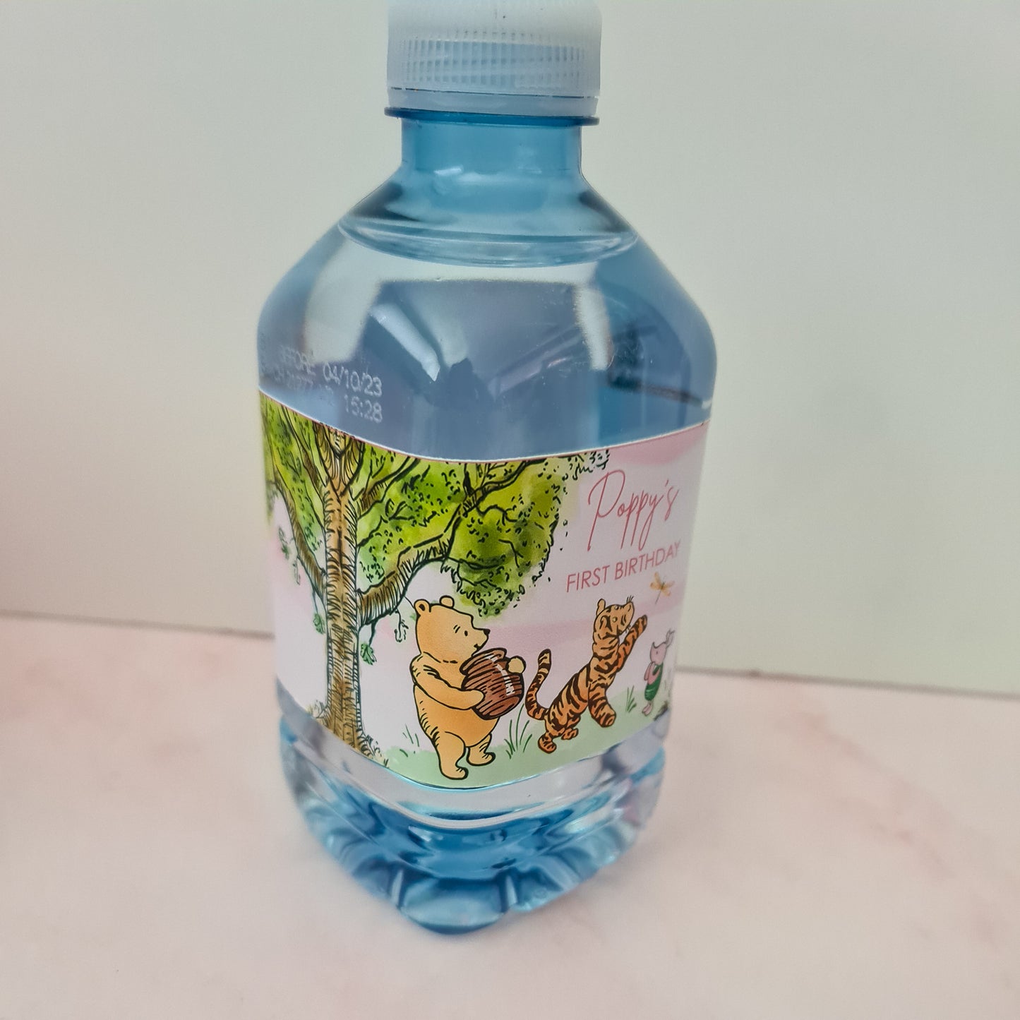 Classic Pink Winnie the Pooh Bottle Labels (12pk)