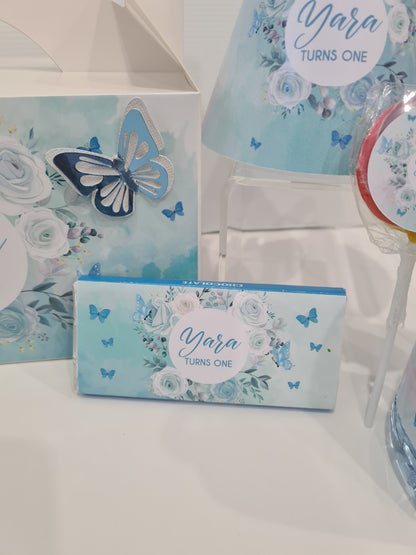 Flower & Butterflies Blue Design Chocolate Bar