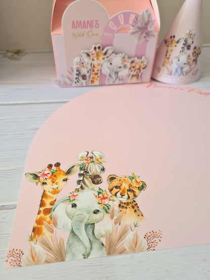 Wild One Pink Safari Paper Placemat