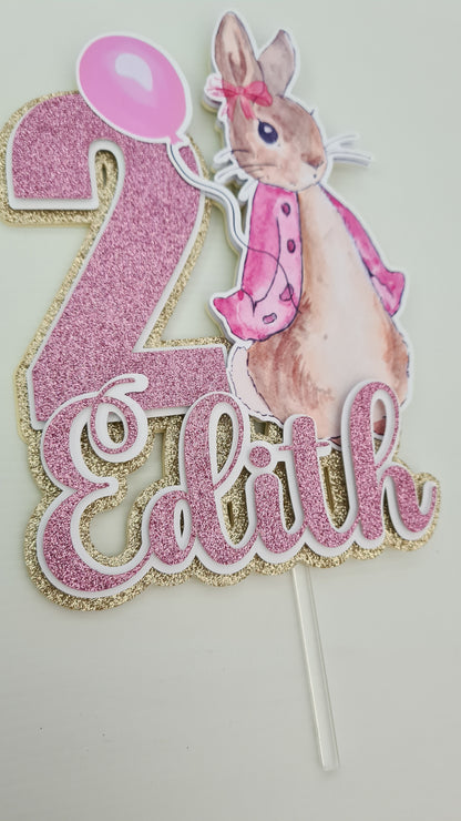 Pink Peter Rabbit Cake Topper