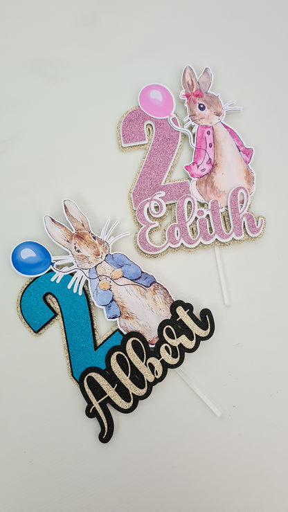 Pink Peter Rabbit Cake Topper