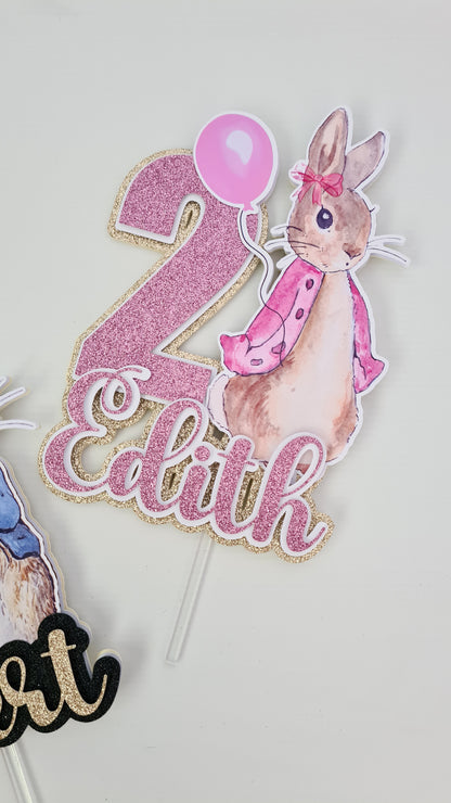 Pink Peter Rabbit Cake Topper