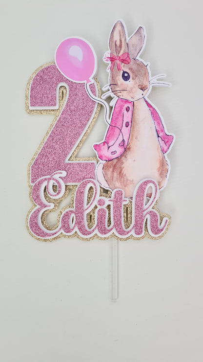 Pink Peter Rabbit Cake Topper