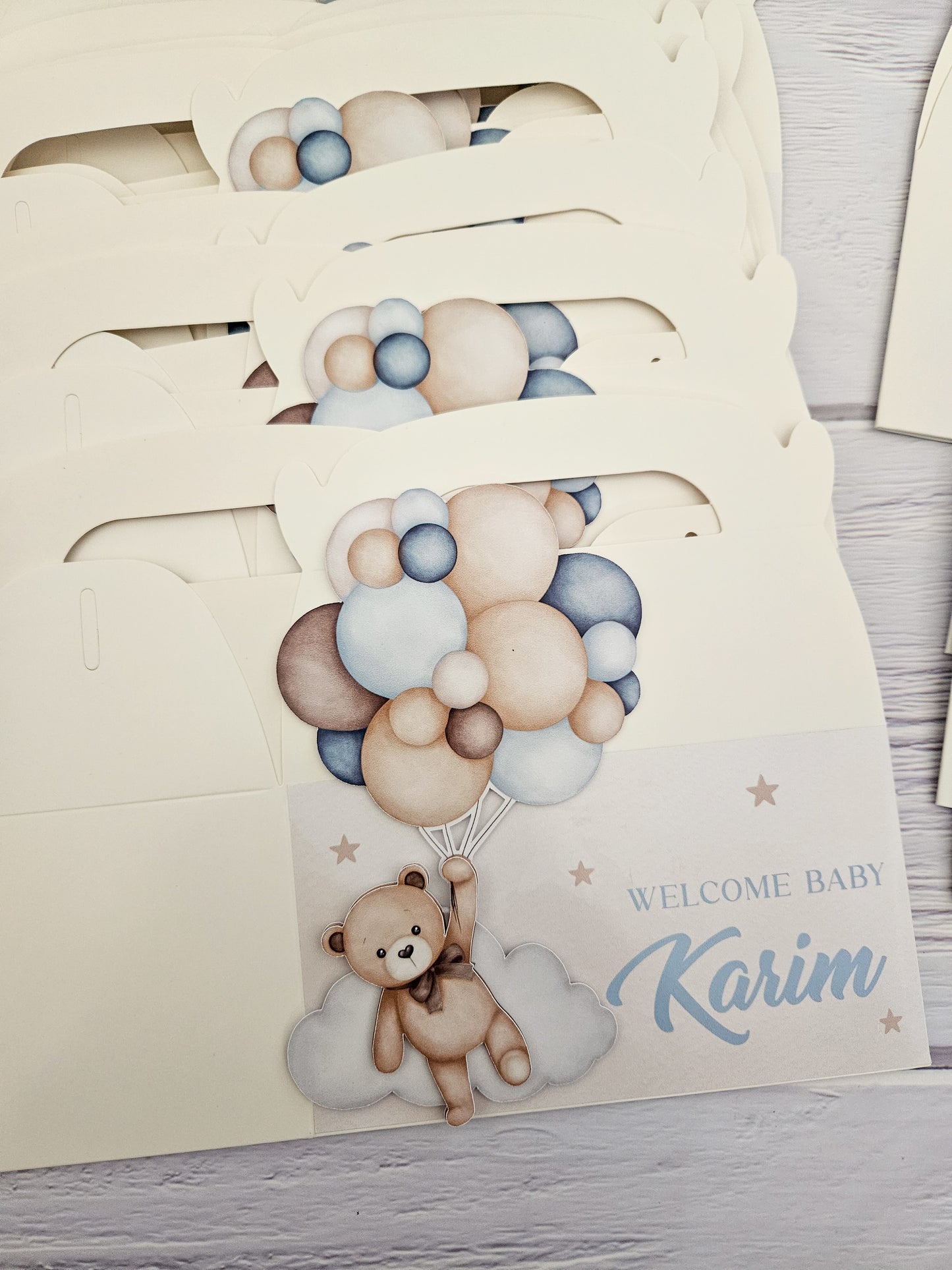Teddy Bear Balloons Brown & Blue Party Box