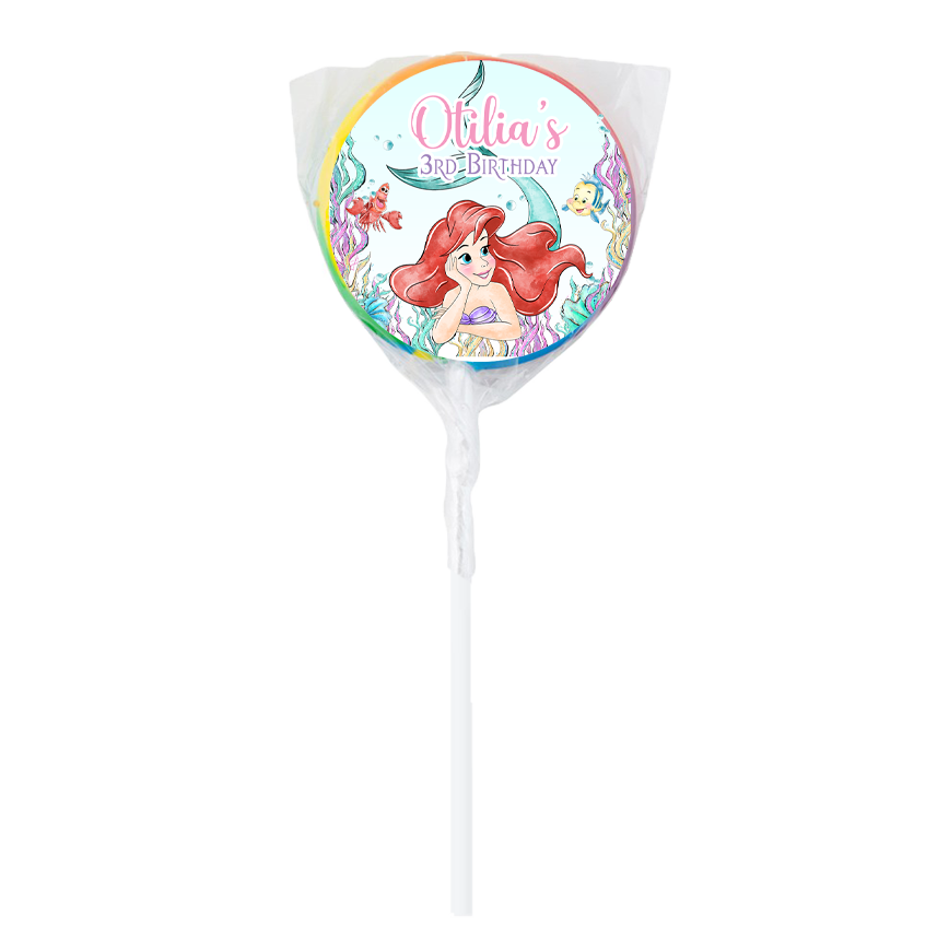 Ariel Inspired Little Mermaid Theme Lollipops -12pk