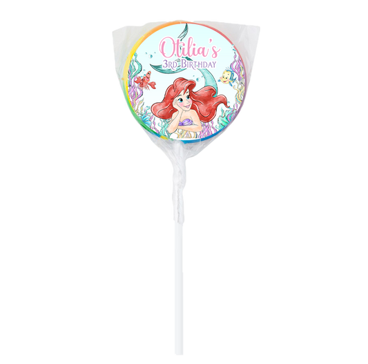 Ariel Inspired Little Mermaid Theme Lollipops -12pk