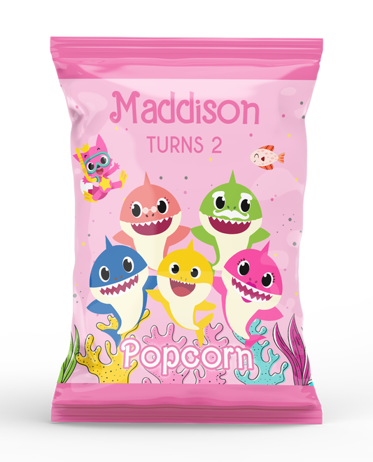 Shark Pink Baby Theme Popcorn Bag