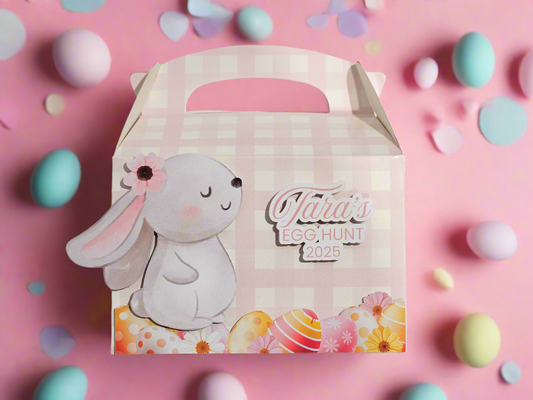 Personalised 3D Bunny Easter Hunt Pink Box (No Minimum Order)