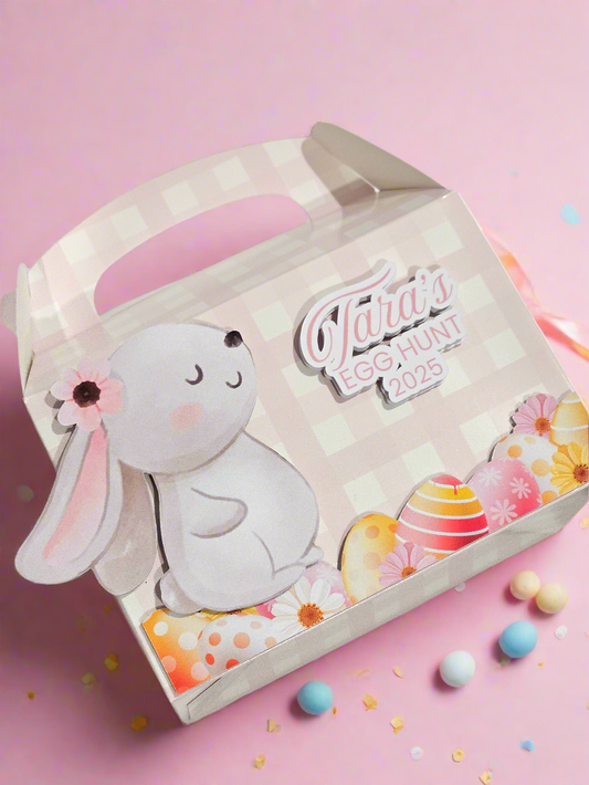 Personalised 3D Bunny Easter Hunt Pink Box (No Minimum Order)