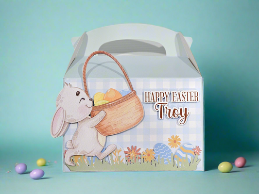 Personalised 3D Bunny Easter Hunt Blue Box (No Minimum Order)