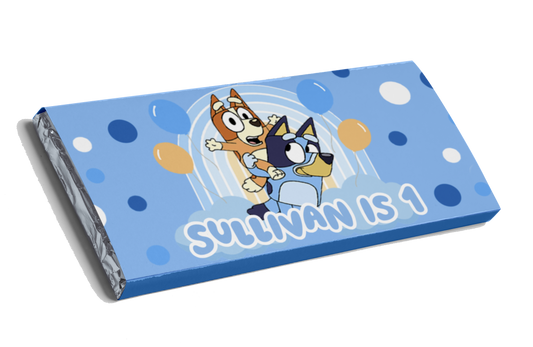 personalised bluey chocolate bar party favour