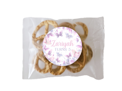 Lilac Butterflies theme pretzel bag