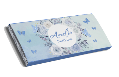 Flower & Butterflies Blue Design Chocolate Bar