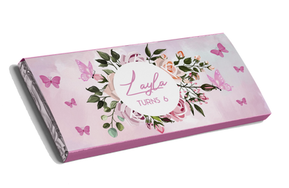 Flower & Butterflies Pink Design Chocolate Bar