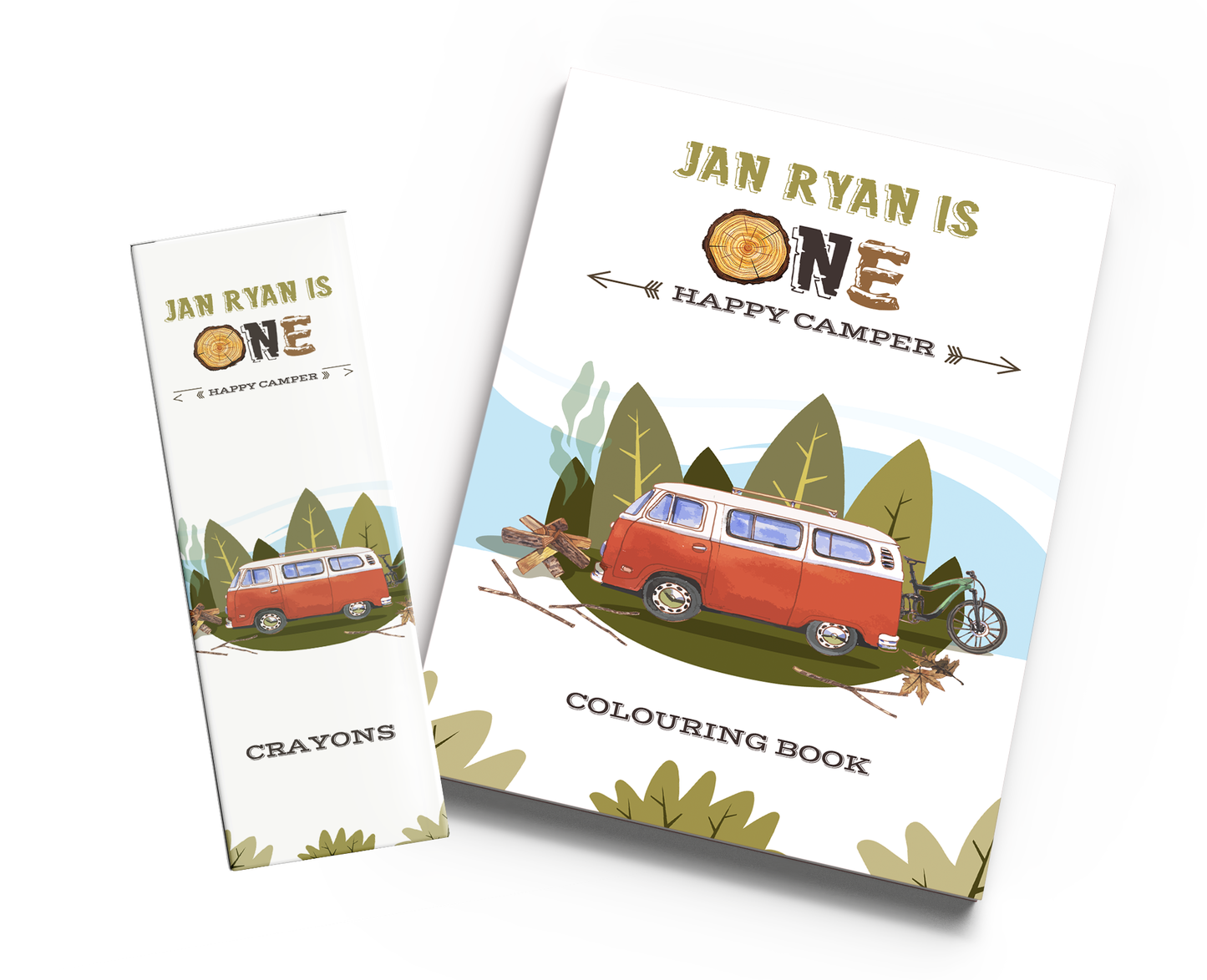 Campervan Camping Theme Colouring Book & Crayons