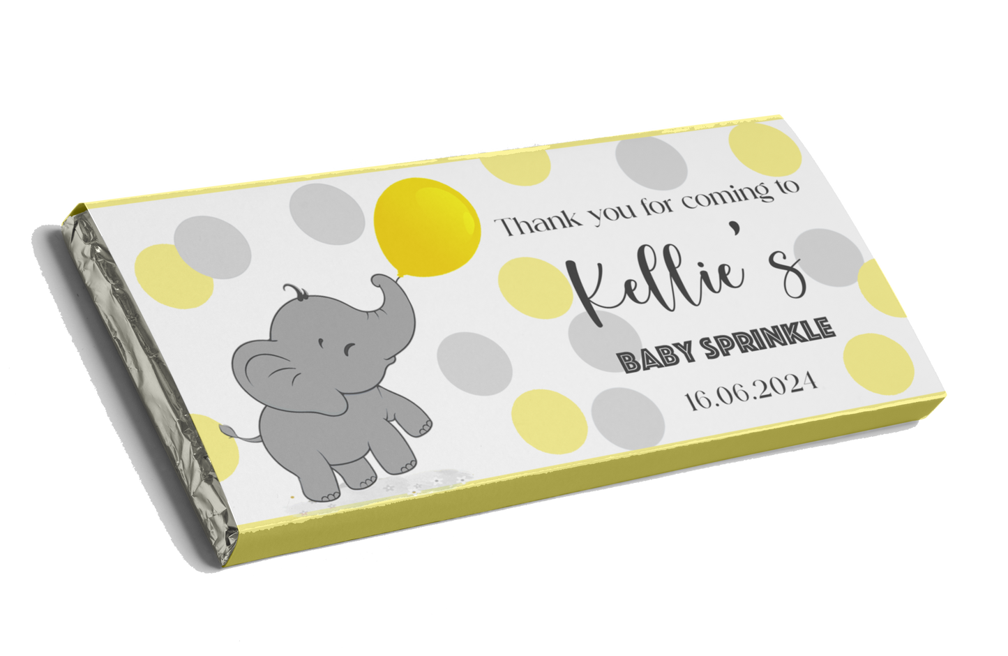 Yellow & Grey Elephant Chocolate Bar