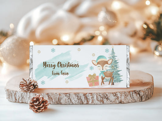 Watercolour Reindeer Chocolate Bar