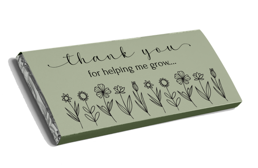 Thank you for Helping Me Grow Teacher Appreciation Chocolate Bar