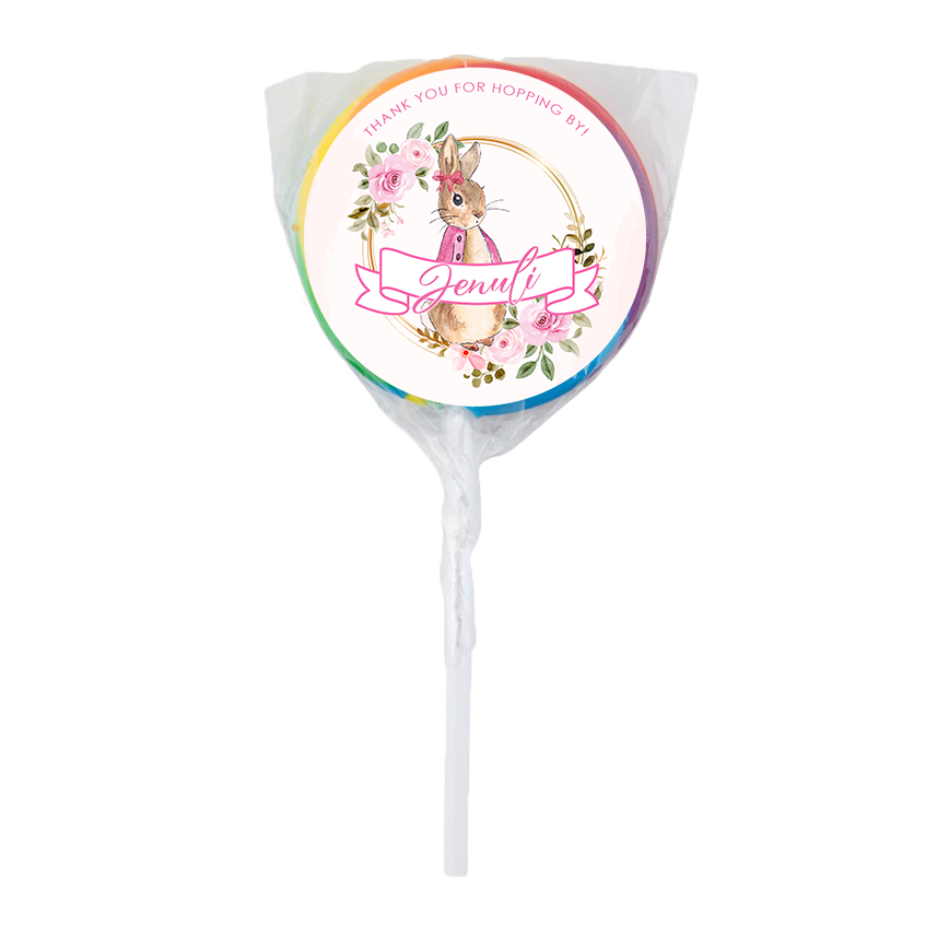 Peter Rabbit Pink Theme Lollipops -12pk