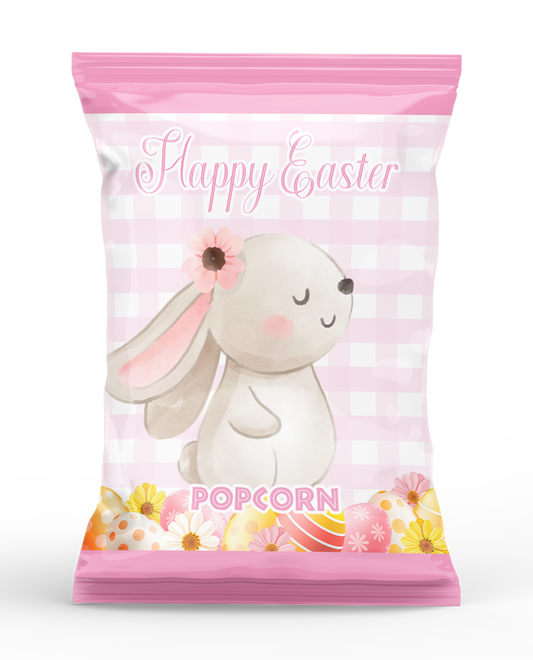 Personalised Easter Bunny Pink Popcorn Bag