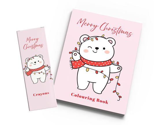 Polar Bear Christmas Colouring Book & Crayons