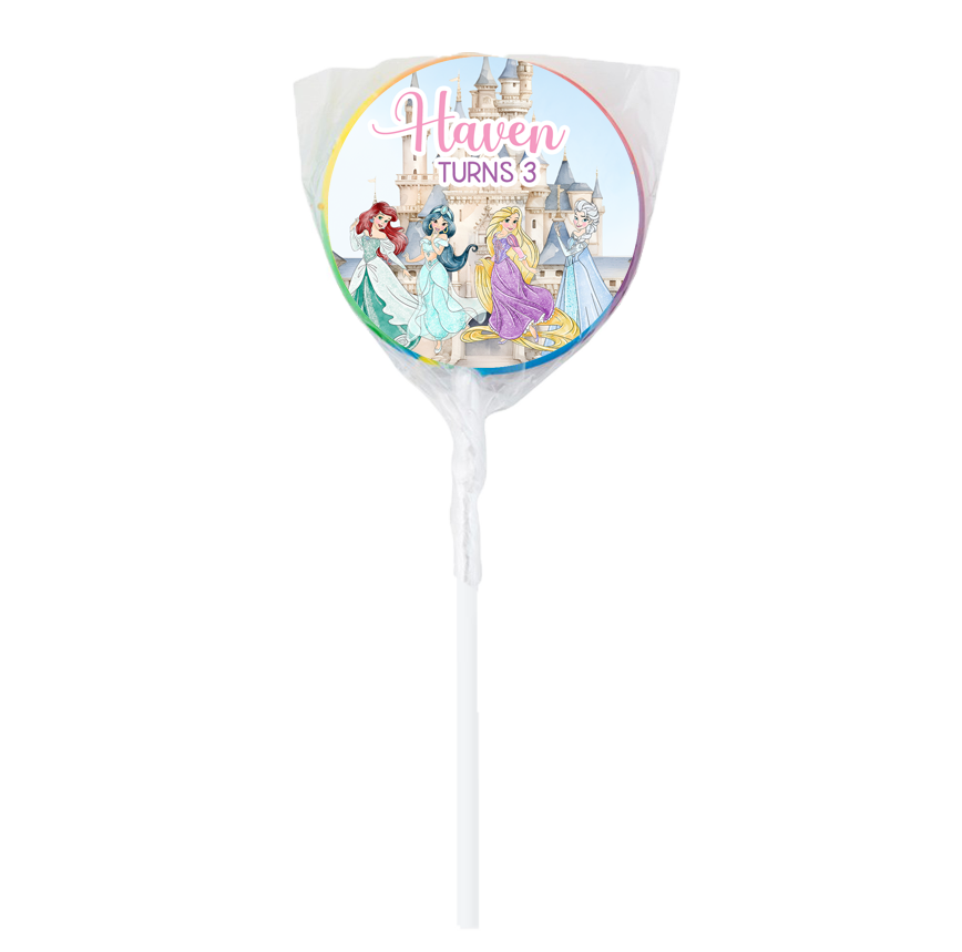 Princesses Watercolour Theme Lollipops -12pk