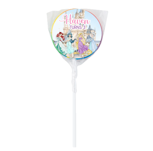 Princesses Watercolour Theme Lollipops -12pk