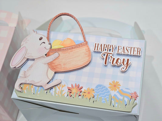 Personalised 3D Bunny Easter Hunt Blue Box (No Minimum Order)