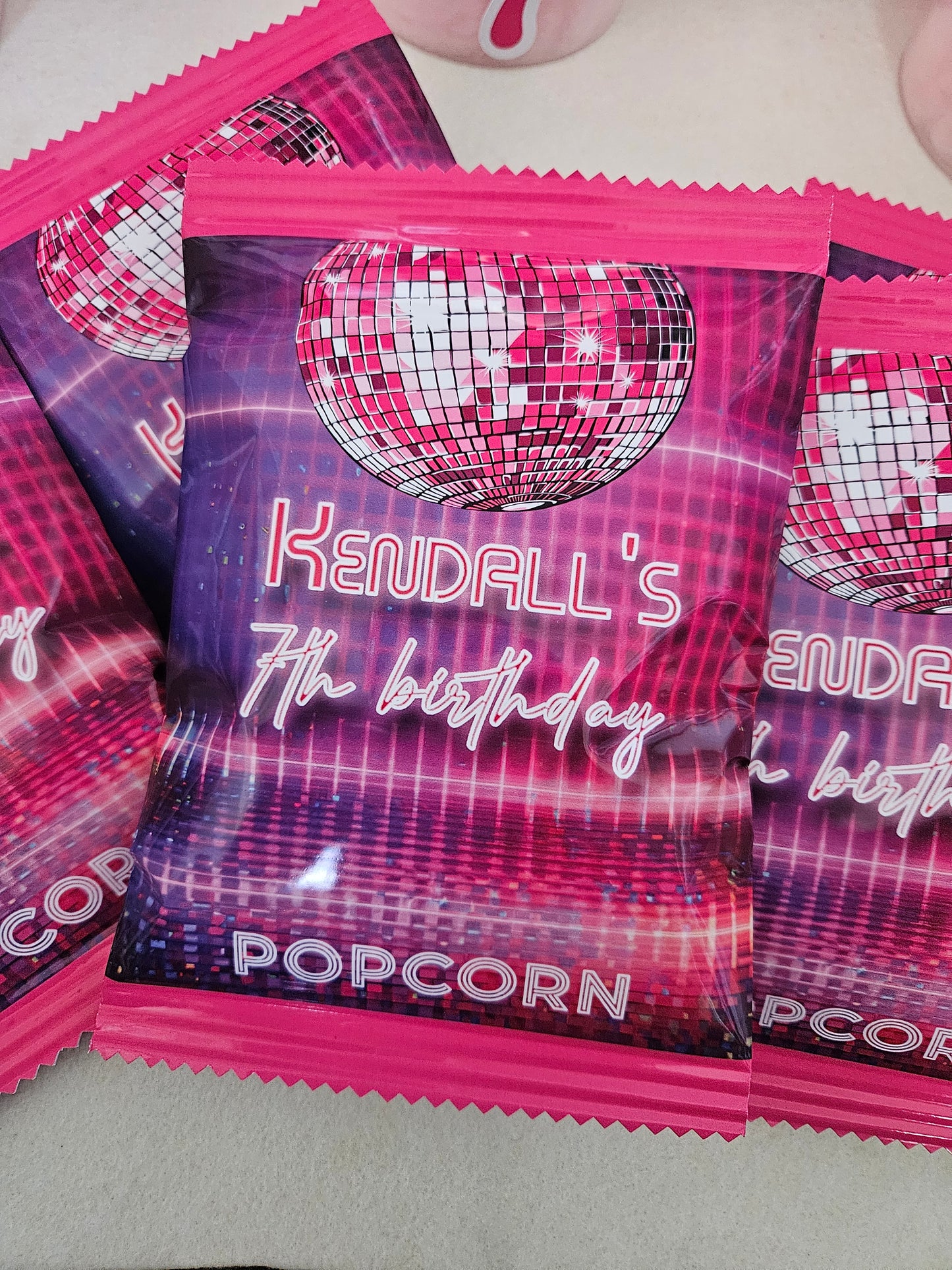 Pink Disco Theme Popcorn Bag