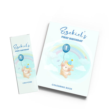 Teddy Bear Baby Blue Colouring Book & Crayons