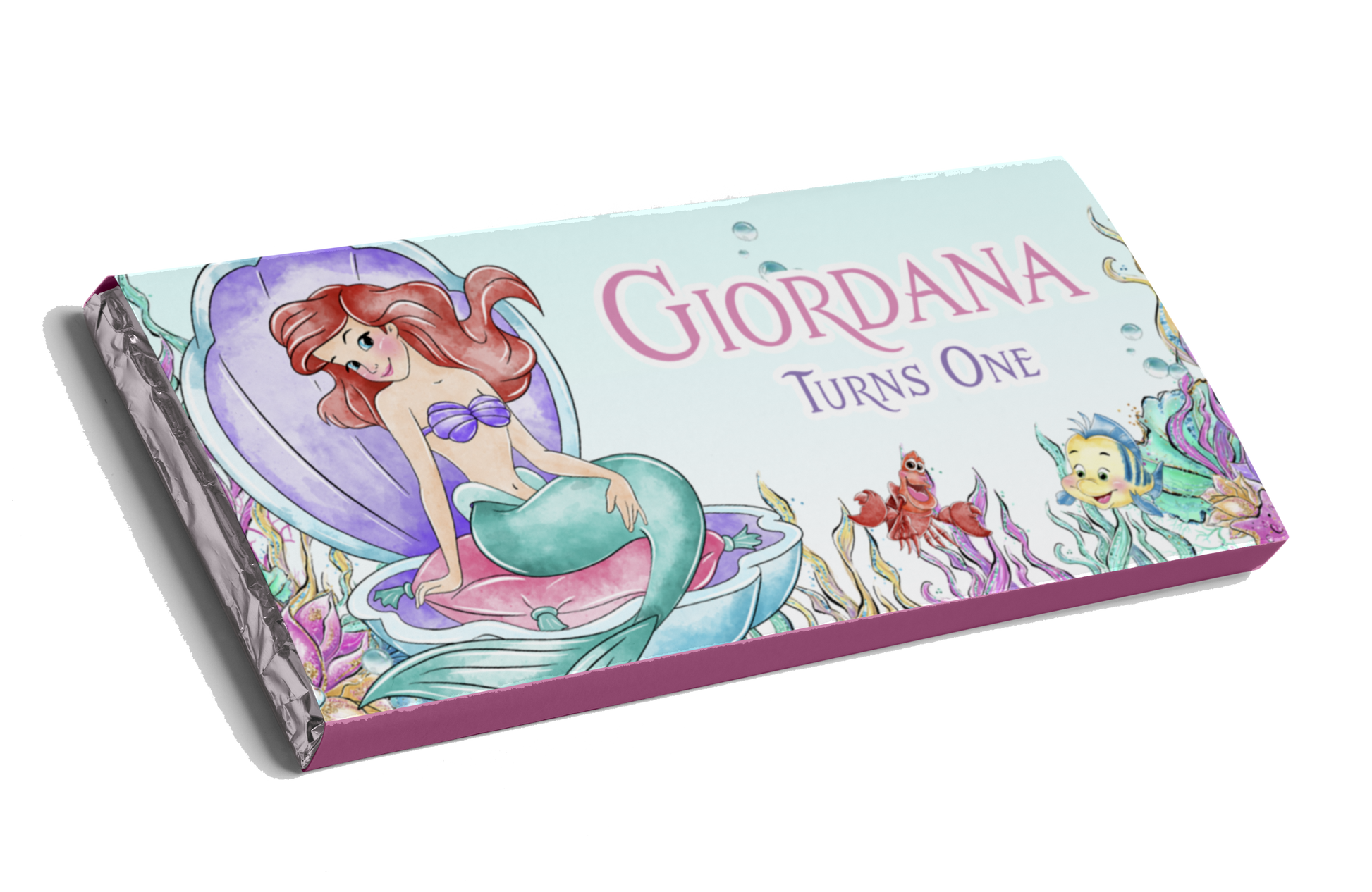 little mermaid personalised chocolate bar