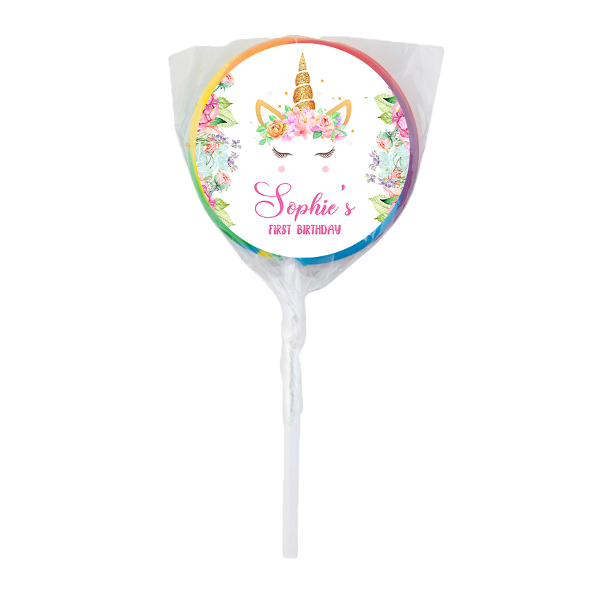 Unicorn Theme Lollipops -12pk