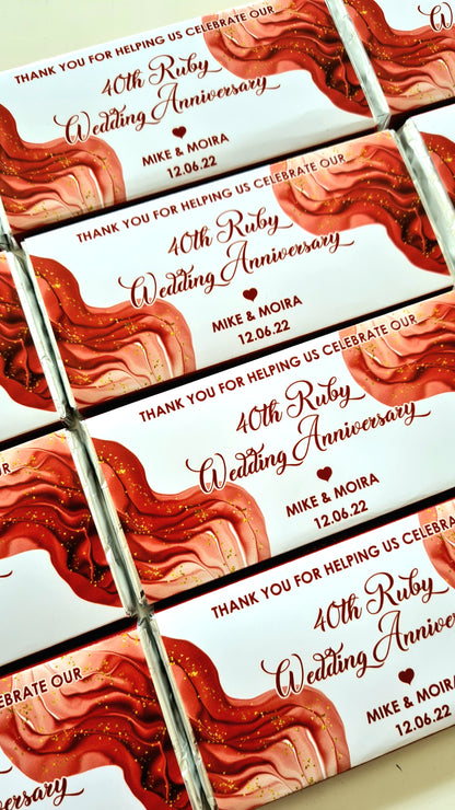 Ruby Wedding Anniversary Chocolate Bar