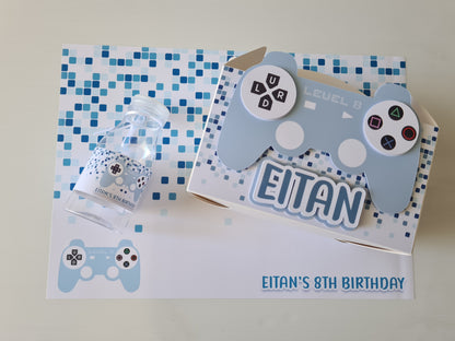 Video Game Controller Console Theme Party Box Minimalist Blue Game Console