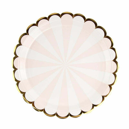 PINK STRIPED FOIL PAPER PLATES (8pk)