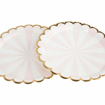 PINK STRIPED FOIL PAPER PLATES (8pk)