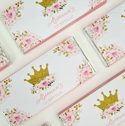 Princess Crown Flowers Chocolate Bar