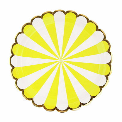 YELLOW STRIPED FOIL PAPER PLATES (8pk)