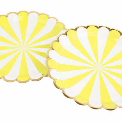 YELLOW STRIPED FOIL PAPER PLATES (8pk)